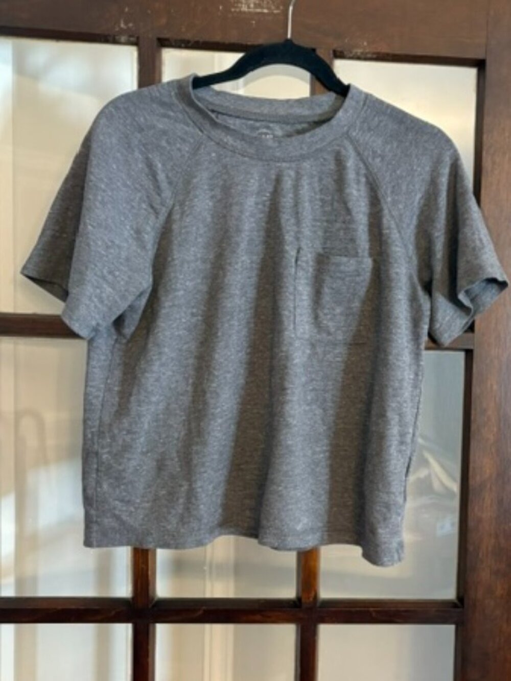 Madewell MWL Skyterry Raglan Pocket Tee In Gray, Size XXS